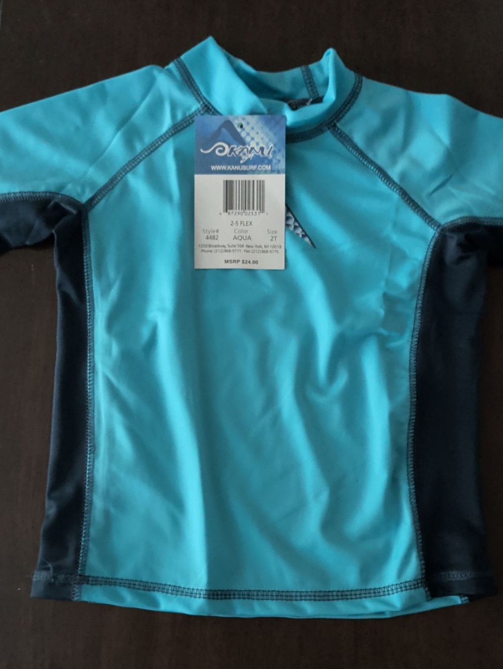 Kanu Surf Kids Aqua and Blue Short Sleeve Rashguard